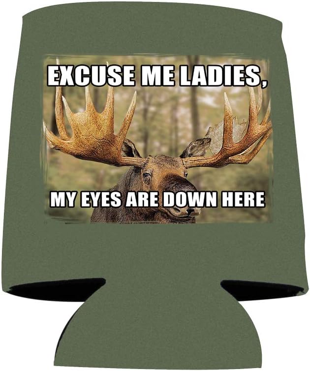 VictoryStore Can Coolers - Funny Moose Hunting Can Cooler - Ladies My Eyes Are Down Here Set of 6