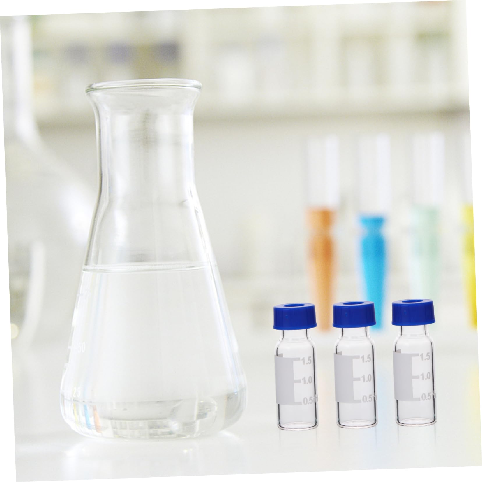 NAMOARLY 100pcs Chromatography Vial Sample Glass Bottles Lids for Labs Mini Bottles Caps Sample Containers