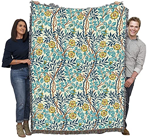 Image of Pure Country Weavers William Morris Sweetbriar Mellow Blanket - Arts & Crafts - Gift Tapestry Throw Woven from Cotton - Made in the USA (72x54)