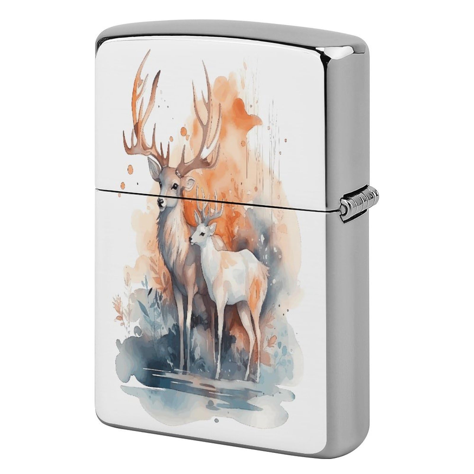 Btcowzrv Style Hand Drawn Deer Metal Lighter Case Sleeve Cover Holder