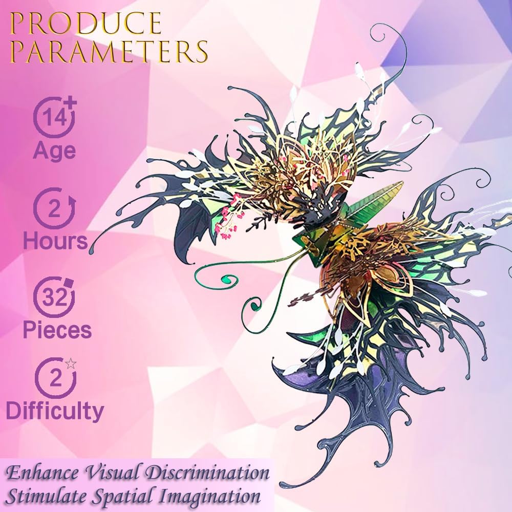 3D Metal Puzzles for Adults,Butterfly Model Building Kits,Cute Insect Design,Brain Teaser Puzzle,DIY Mechanical Assembly Kit Creative Ornament Suitable for Home Decor Art Craft (Black)
