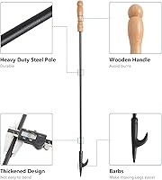 Vista 5 de Póster para chimenea, acabado negro resistente a la corrosión, acero de hierro forjado resistente, aspecto y acabado decorativos, punta multiuso