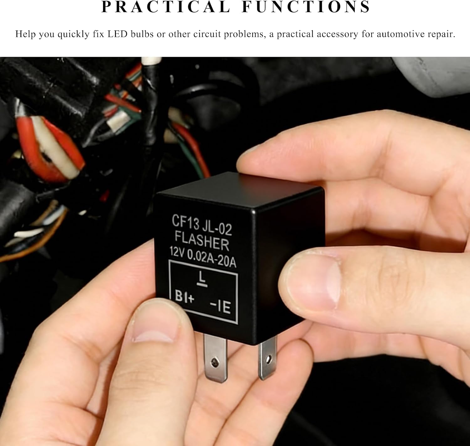 CF13 LED Electronic Flasher Relay, JL-02 EP34 12V 0.02A-20A 3 Pin Car LED Turn Signal Light Relays, Flasher Blinker Relay Fix Hazard Warn Hyper Blink Flash, Car Accessories (Fixed)