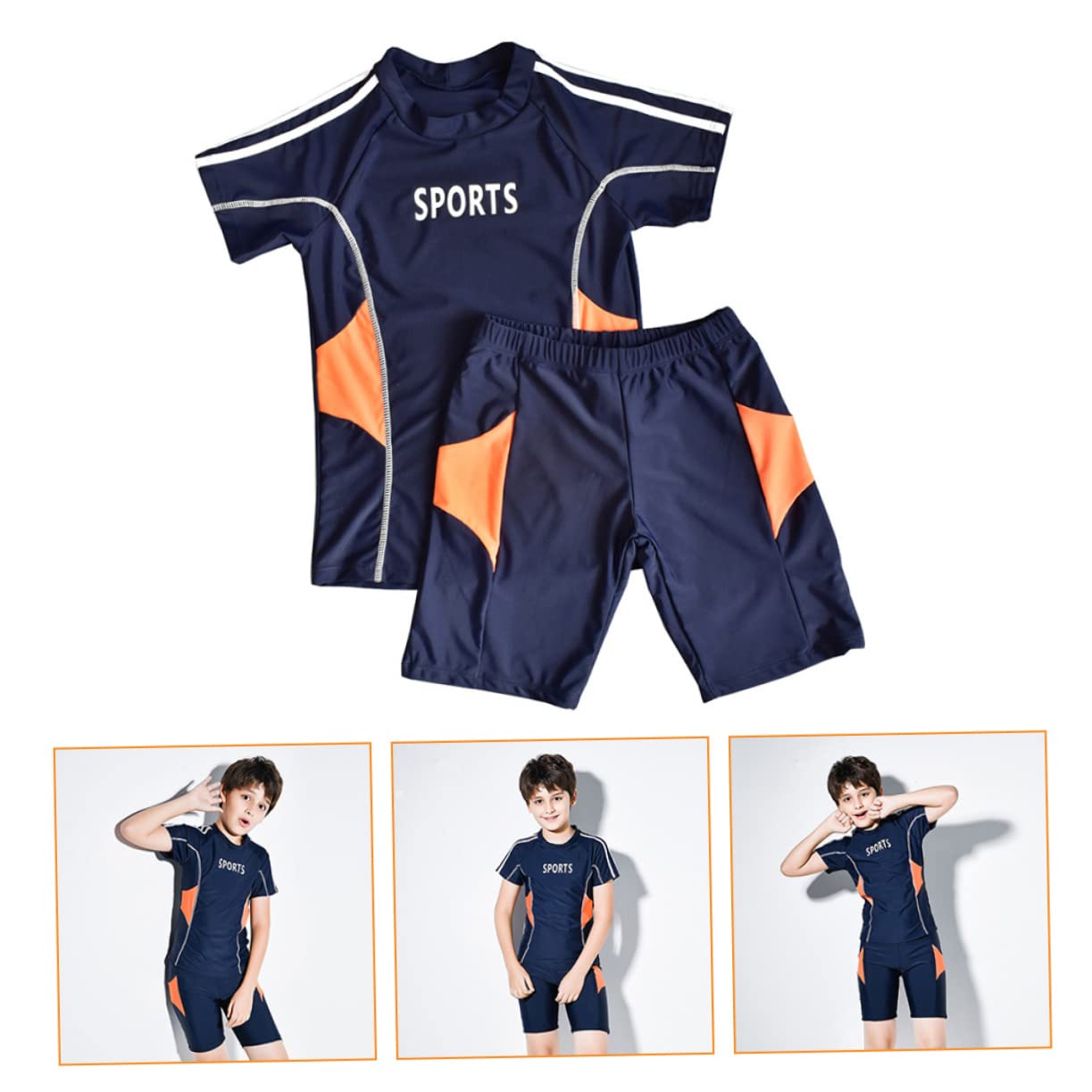 Maillot de Bain Deux Pièces Fête été Garçon, Protection Solaire Chic, Bleu