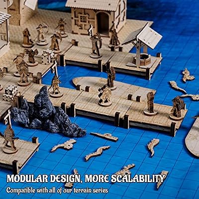 Modular Bridge, Dock, Walkway Basic Set 7PCS Wood Laser Cut Dungeon Terrain for D&D, Pathfinder, Dungeons & Dragons and Other Tabletop RPG