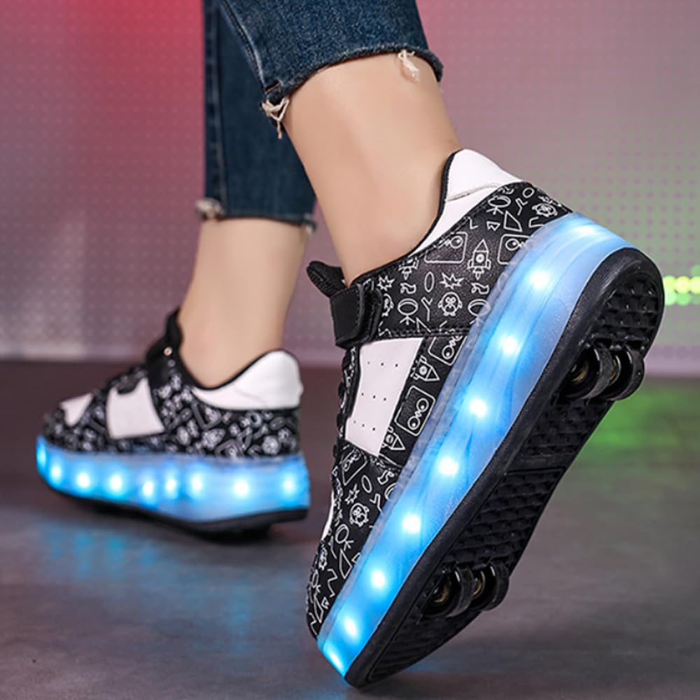 Hixingo Patins à Roulettes pour Enfants, Respirant avec Crochets et Boucles, Résistant à l'Usure
