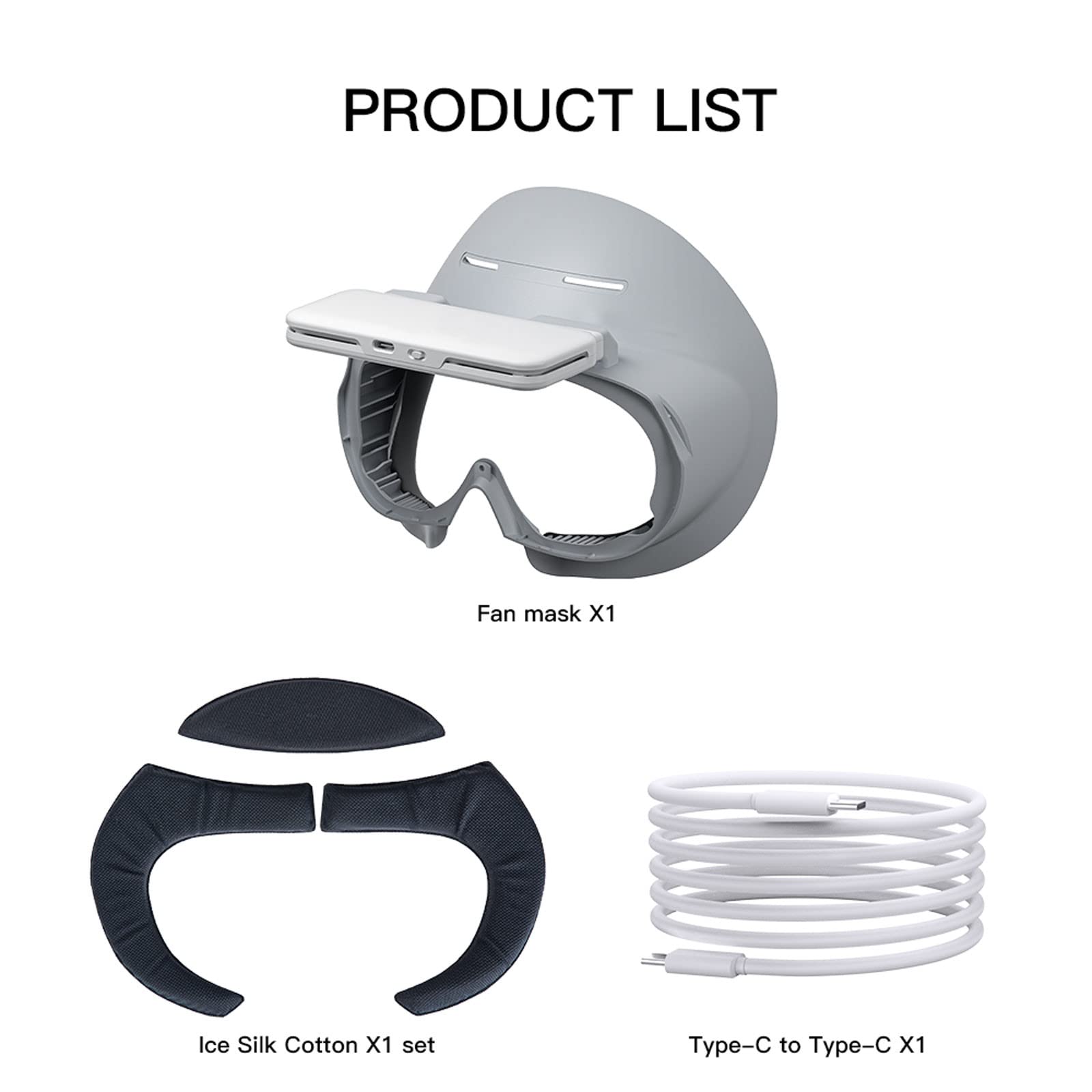 VR Face Cover compatibile per Pico 4, VR Headset Cover Interface Pad Imbottitura per maschera facciale Imbottitura per staffa (Protezione del ventilatore + spugna di seta ghiacciata)