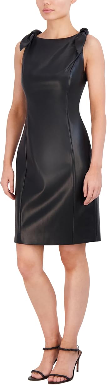 BCBGMAXAZRIA Women's Sleeveless Boat Neck Shoulder Tie Mini Dress