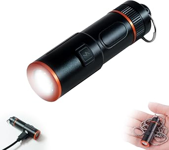 Rechargeable Keychain Flashlight with Chain, 600 Lumens Mini LED Flashlight, EDC Pocket Flashlight with 5 Modes, Type-C Rechargeable, Small Waterproof Flashlight for Home, Outdoor, Emergency 1