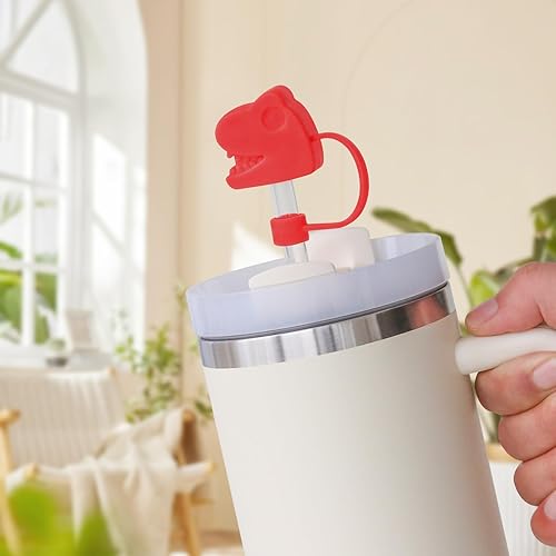 Miniatura 8 de CSITORWWE 4Pcs Cute dinosaur straw cover,Straw Cover for Stanley 30&40 Oz Tumbler with Handle,10mm0.4in Straw Cover,Dust-Proof Drinking Straw