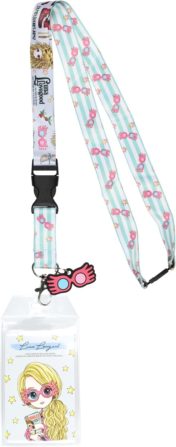 Harry Potter Luna Lovegood Character Inspired Lanyard ID Badge Holder with 2" Rubber Spectrespecs Charm