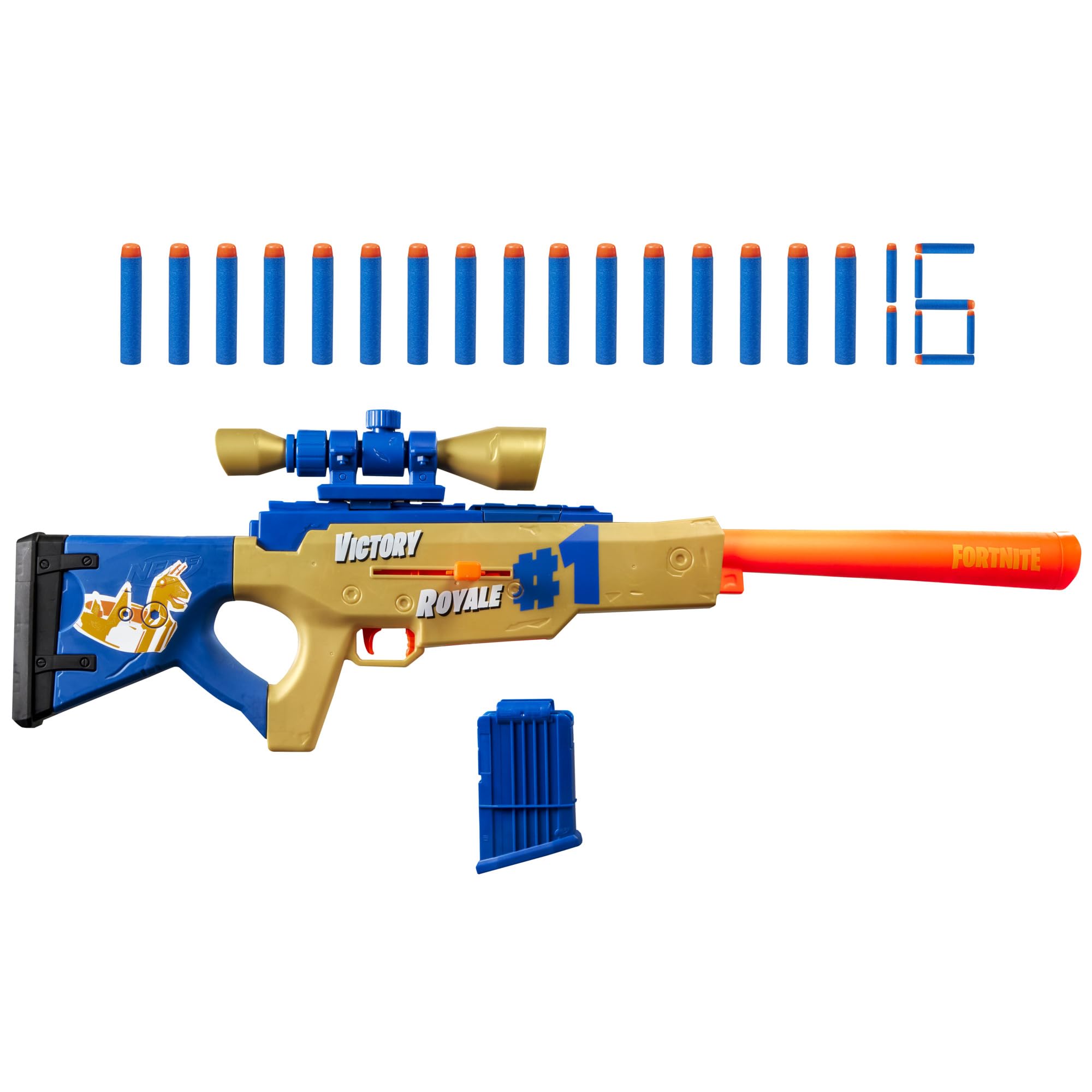 Nerf Fortnite BASR OG Dart Blaster, 6-Dart Removable Clip, 16 Nerf Elite Foam Darts, Gifts For Kids Ages 8+