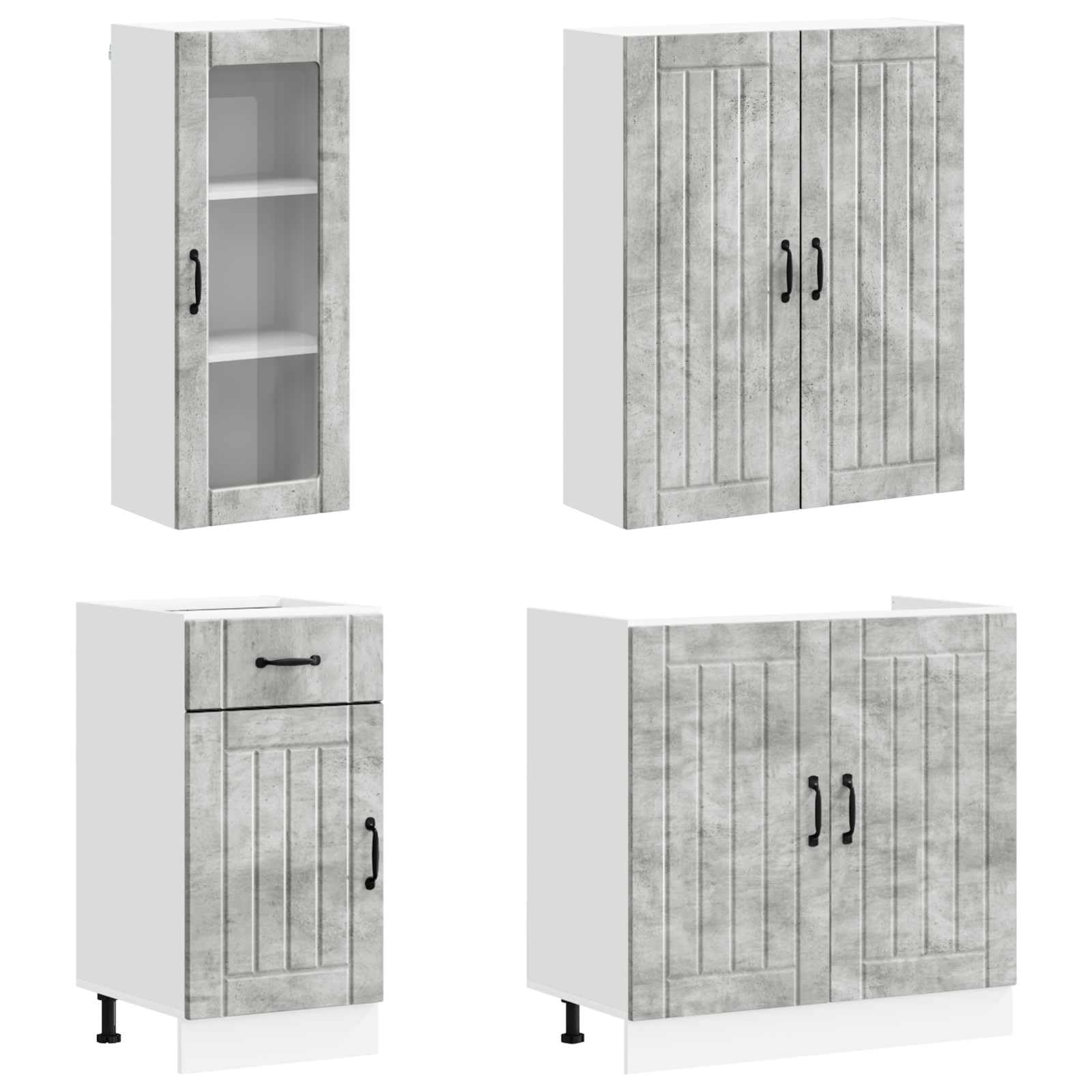 Lucca - Cucina da incasso in legno, 8 pezzi, grigio cemento
