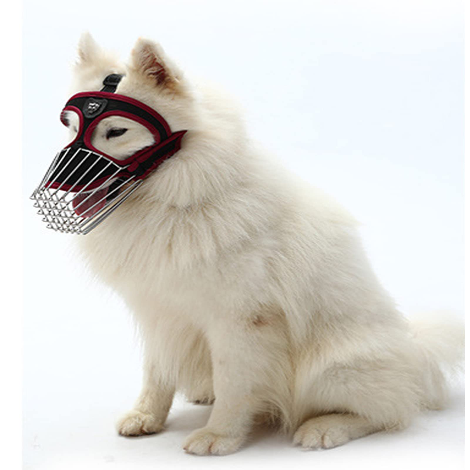 Bozal para Perros pequeños, medianos y Grandes, Evita Que los Perros muerdan, ladren y mastiquen, con Correas Ajustables, Cómodo y Transpirable (S, Red)