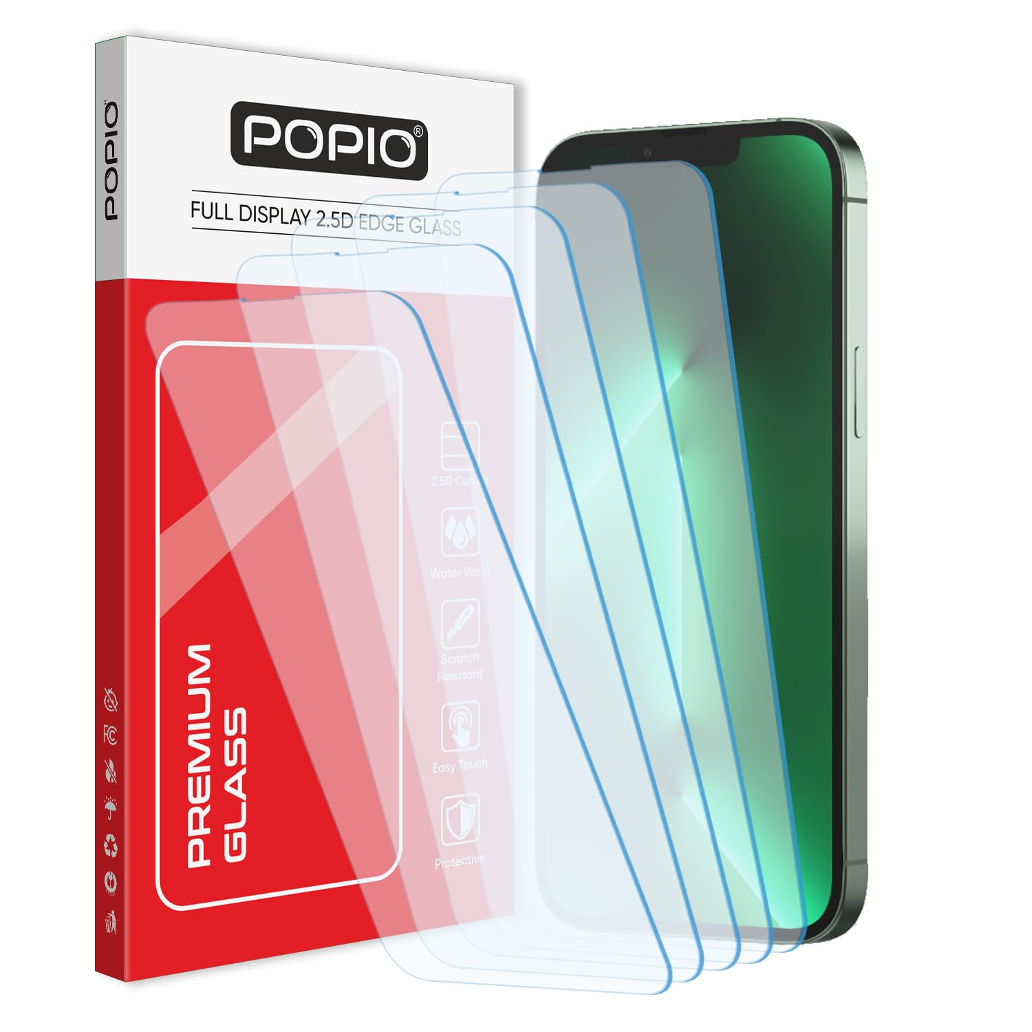 POPIO Tempered Glass Compatible For Iphone 13 Pro Max (Transparent) Full Screen Coverage Except Edges For Cellphone, Pack Of 1