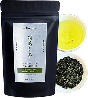 Emptea Sencha Green Tea Loose Leaf - Asamushi Light Steamed Tea Masters Blend First Harvest Oragnic Unsweetened Japanese Green Tea 2.82 oz (80g)