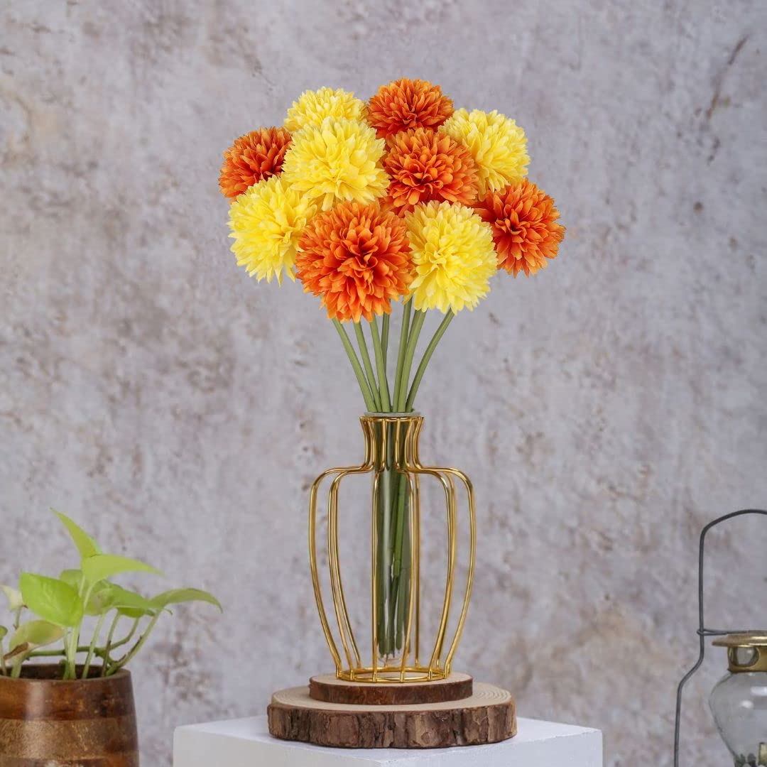 SATYAM KRAFT 5 Pcs Artificial Chrysanthemum Ball Flower Hydrangea Stick for Diwali,Home, Balcony, Deepawali Decoration and Craft - (Pack of 5) (Yellow and Orange) (Without Vase) (Fabric) (B0BLNNPYT2) Amazon Price History, Amazon Price Tracker