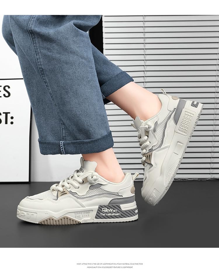 Men's Casual Lace-up Shoes, Comfy Non-Slip Breathable Shoes WithFabric Uppers for Walking Driving, Shoes for All Seasons4