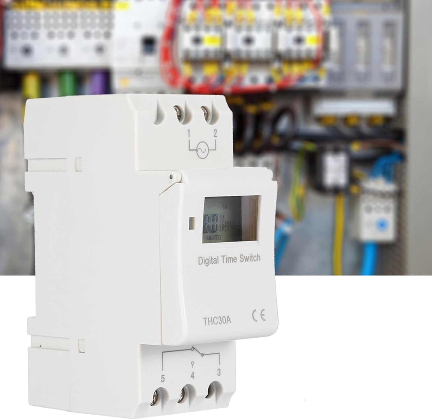 YWBL-WH DIN Rail Digital Timer Switch 30A 110V with Programmable LCD Display, Industrial-Grade Time Relay for HVAC, Lighting & Industrial Automation Control