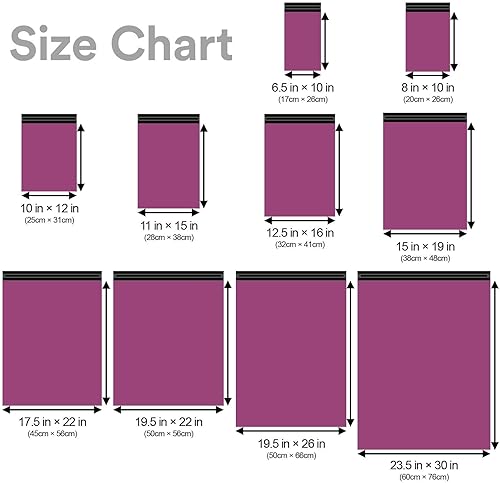 Miniatura 2 de 200 bolsas de polietileno magenta y morado de 8 x 10 pulgadas, bolsas de envío de plástico impermeables y resistentes a desgarros, sobres multiusos