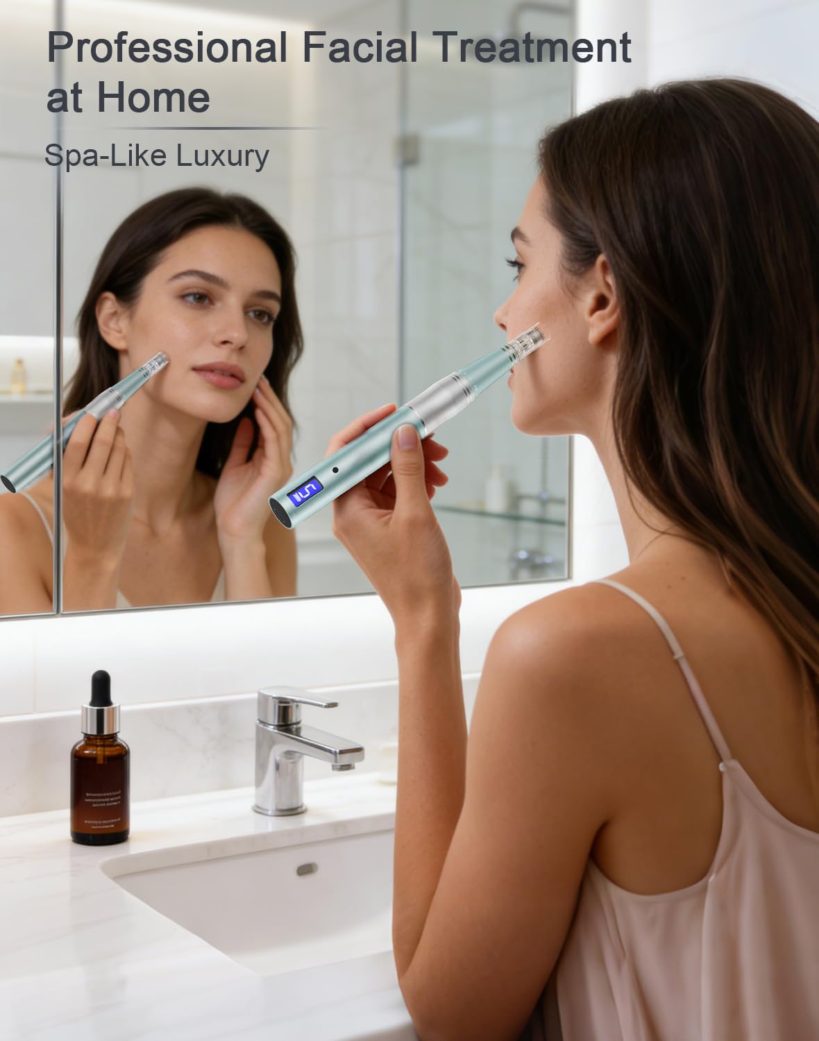 Professionelles elektrisches Dermapen-Set | LCD-Display | 5 Geschwindigkeitsstufen | 24 Ersatznadeln | Microneedling-Gerät für Zuhause & Kosmetikstudio | Elektrischer Dermapen für Hautpflege, 12-Pin, 36-Pin & Nano Kartuschen, gleichmäßiger Motorlauf, ergo