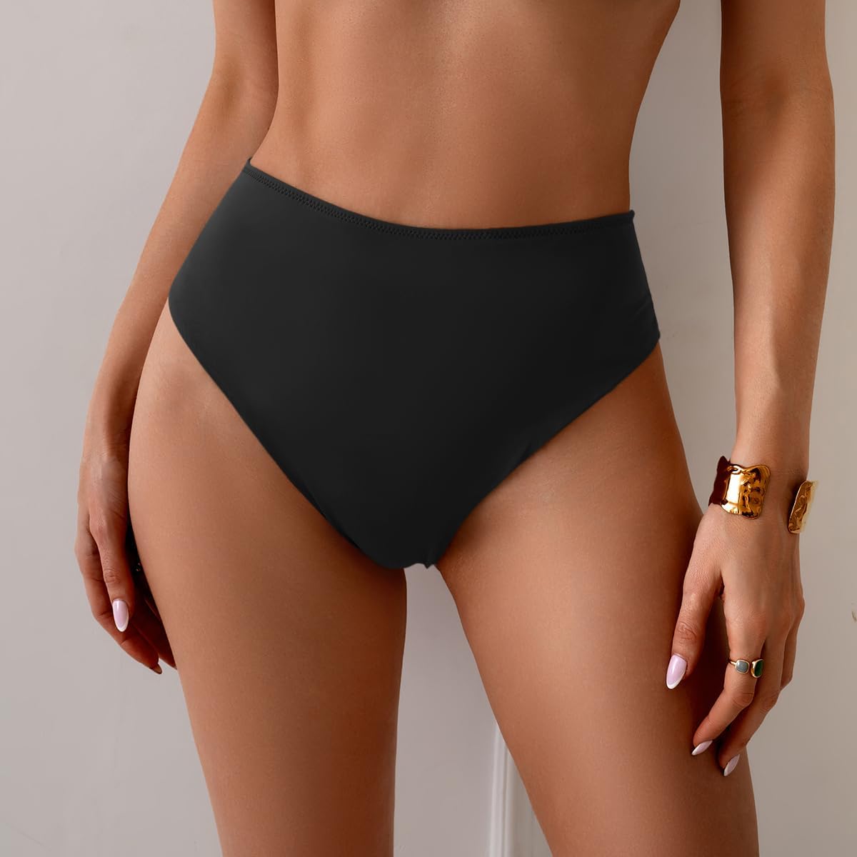 Eomenie Sexy Bikini Bottom for Women Ruched Swim Bottom Cheeky Swimsuit Mid Waisted Tankini Bottoms Only - Image 3