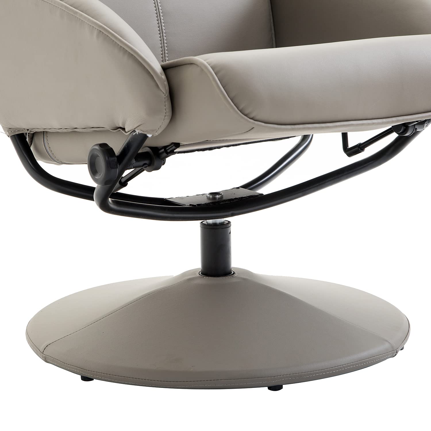 HOMCOM Poltrona Relax Reclinabile con Pouf Poggiapiedi Abbinato e Rivestimento in Finta pelle, 71x78x101cm, Grigia