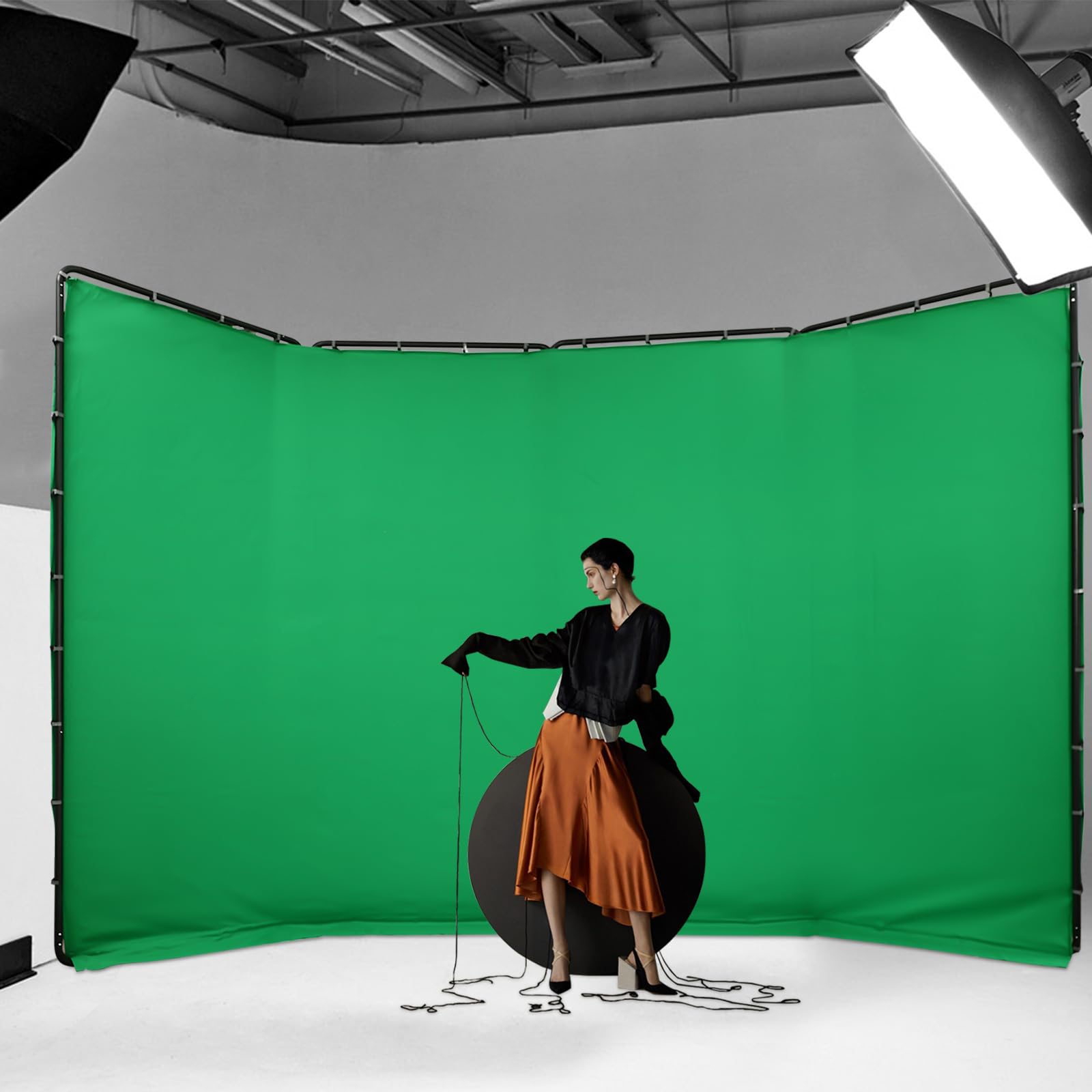 Carta da parati Verde 4 m x 2,4 m per la Fotografia, Sfondo Verde Chromakey Portatile con Supporto Sistema di Supporto di Sfondo Fotografico per Fotoshoot, Game Live Steaming