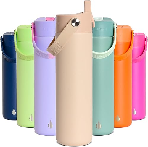 Miniatura 17 de Elemental Botella de agua aislada de 40 onzas con pajilla, botellas de agua con núcleo de acero inoxidable 100% a prueba de fugas para viajes,