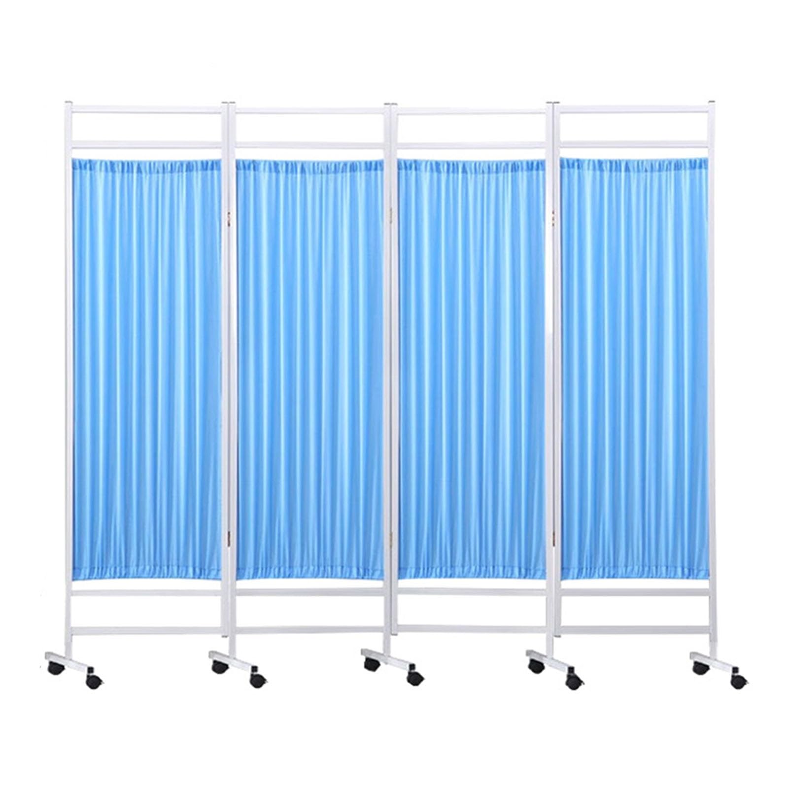 Folding Medical Privacy Screen,6Ft Folding Privacy Screen,3/4/5/6/7/8Panels Portable Room Divider with Wheels for Clinic Hospital Ward Beauty Salon (Color : Blue, Size : 4-Panel)