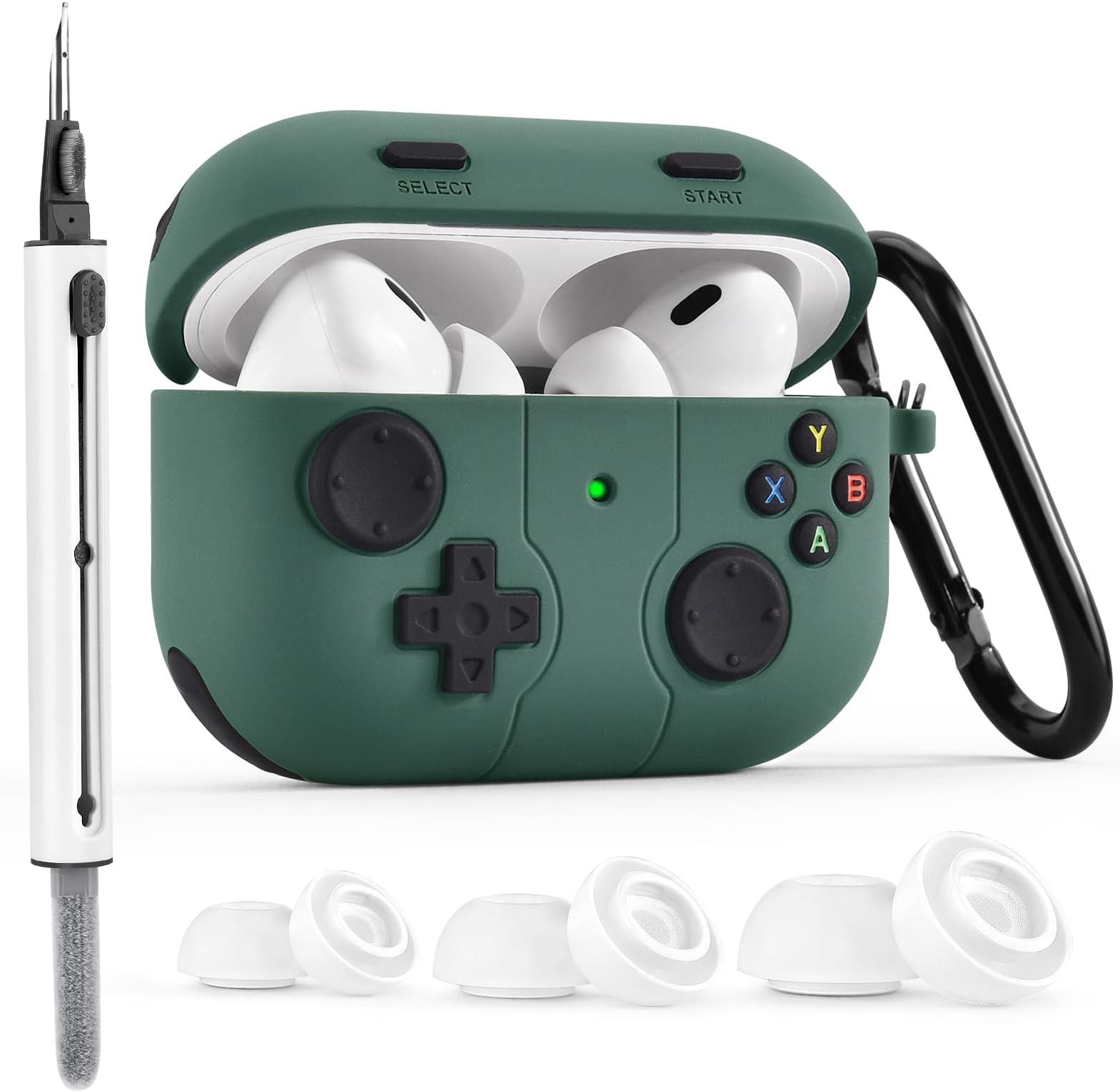 KOREDA Compatible with AirPods Pro 2nd Generation/1st Generation Case Cover with Cleaner Kit & Replacement Eartips (S/M/L), Classic Handheld Game Console Design Case for AirPod Pro 2023/2022/2019