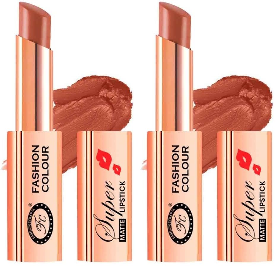 Image of Fashion Colour Waterproof and Long Wearing Premium Super Matte Lipstick, For Glamorous Look, 4g (Shade 15 (Soft Kiss)) (Pack of 2)
