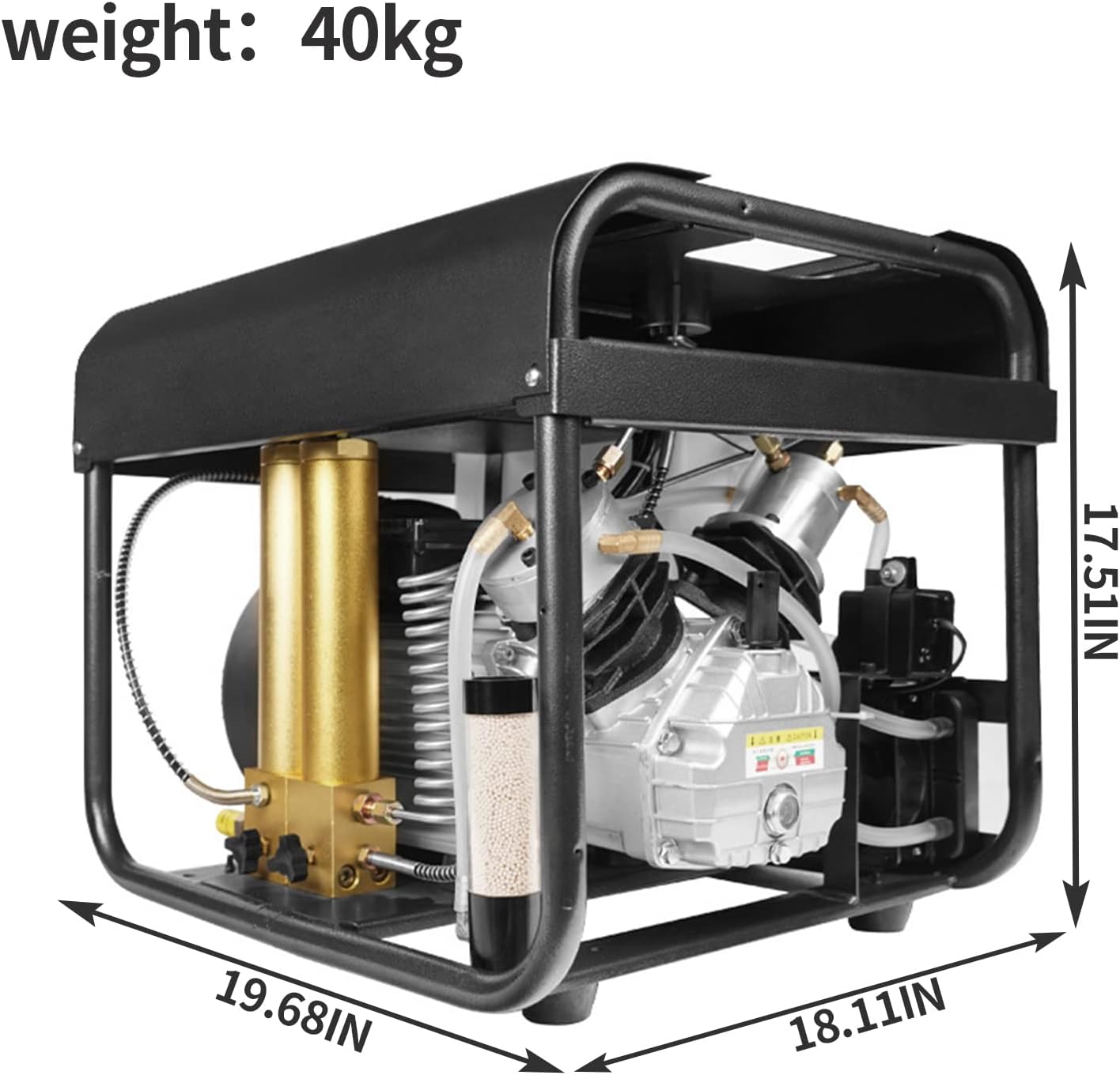 TUXING PCP Air Compressor, 4500PSI/30Mpa Diving Scuba Tank Air Compressor, Double Cylinder Auto-Stop Diving Compressor with Built-in Water & Fan Cooling System for Paintball, Air Rifle, Scuba Tanks