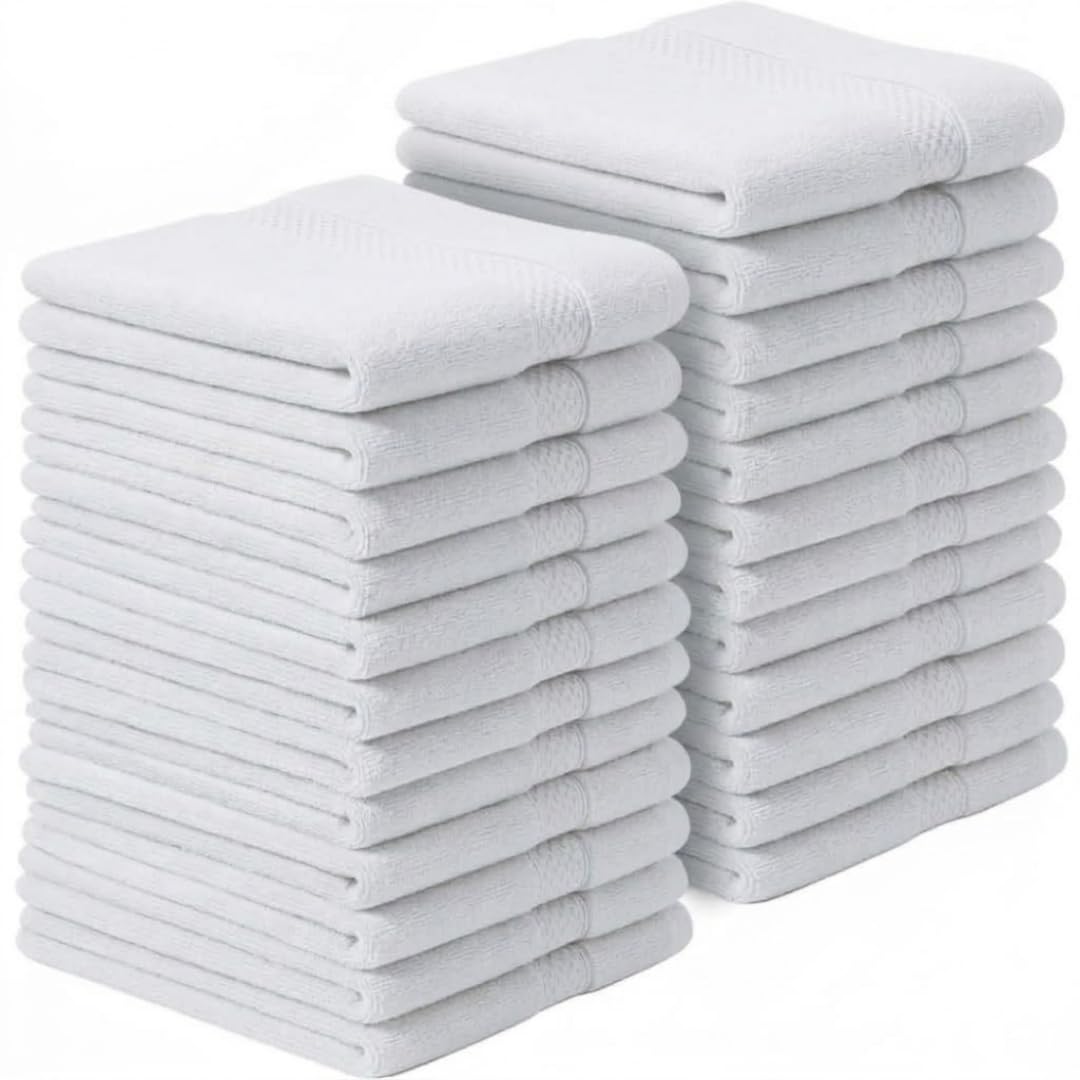 Diamond Tex Premium flannels/Washcloths 100% Cotton face cloth (30x30 cm 600 GSM) – Soft Flannel Face cloth, (Blue Lagoon, Pack of 2,4,6,8,12,24,36,48) (2, White)