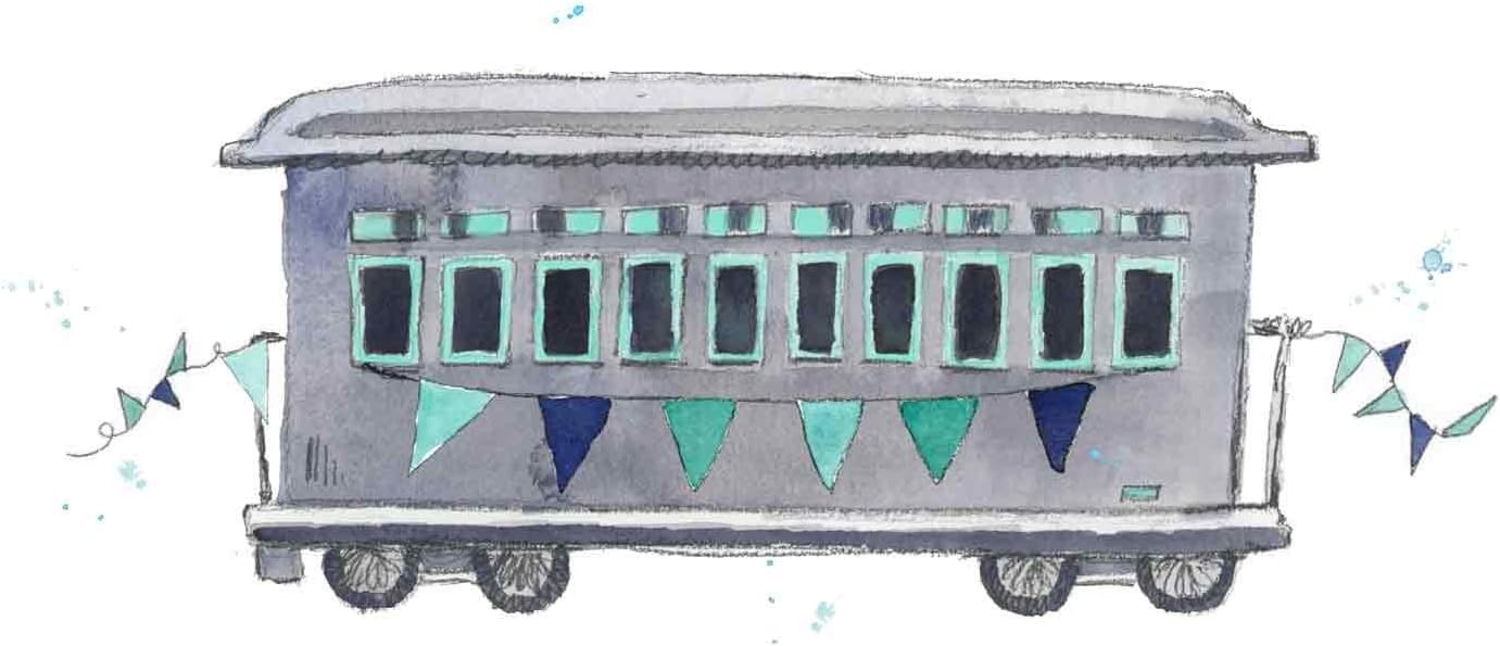 Nursery Wall Decor | Navy Gray Mint Rail Car, Train Wall Art Print for Kids Room | 8.5 x 11 Inch Gallery Quality Fine Art Giclée Print