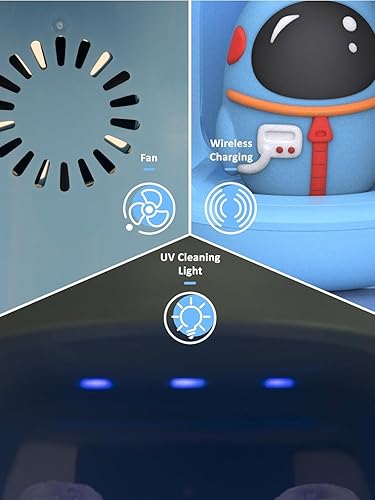 Miniatura 6 de FTOYIN Cepillo de dientes eléctrico en forma de U para niños con 3 cabezales de cepillo, 5 modos, recordatorio inteligente, astronautas de dibujos