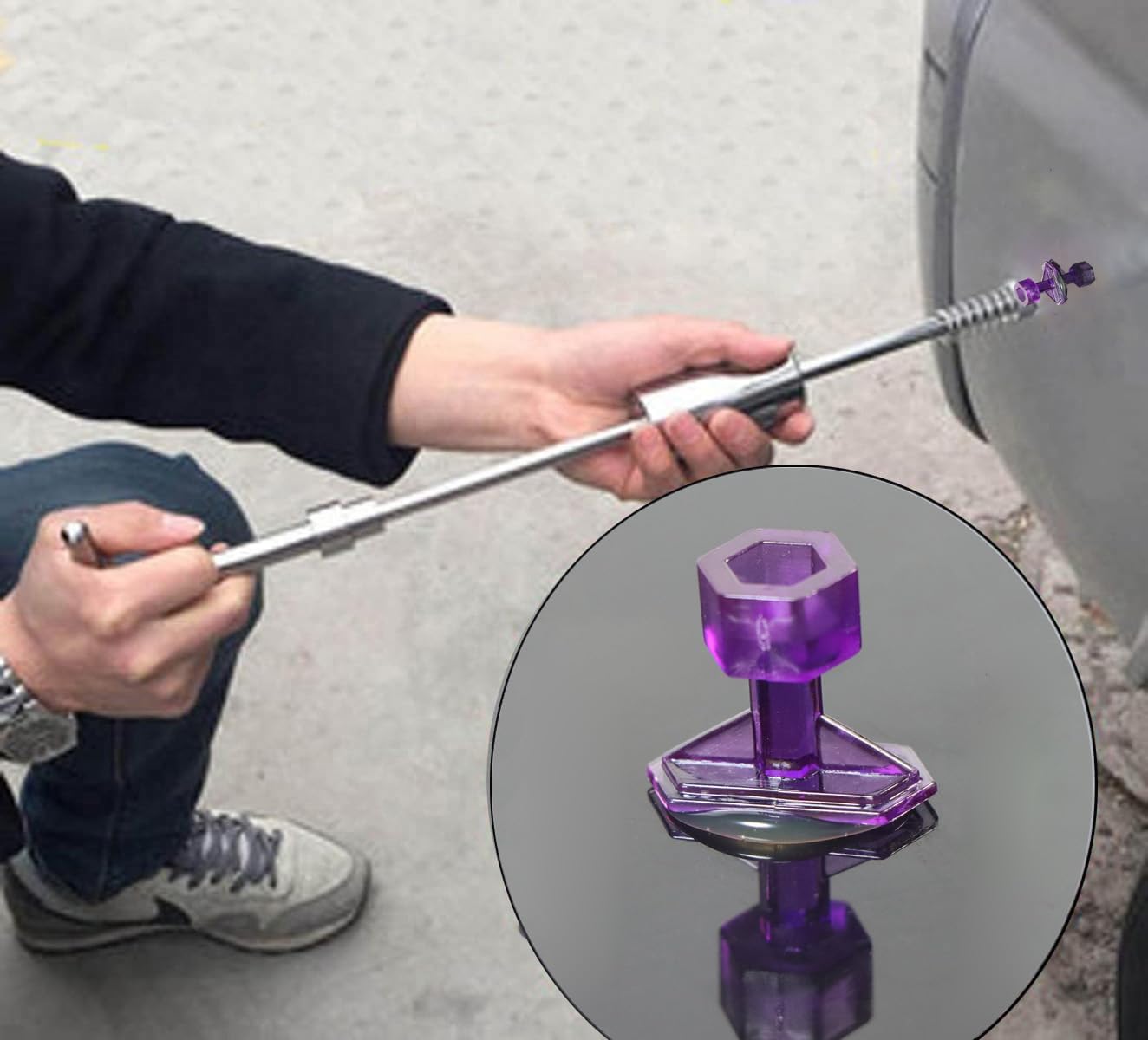 3Size Dent Puller Tabs,30Pcs Car Body Dent Removal Pulling Tabs,Paintless Dent Repair Tool, Ice Suction Cup Glue Tabs for Automobile Dent Repair Hail Damage Removal Tools (Purple)