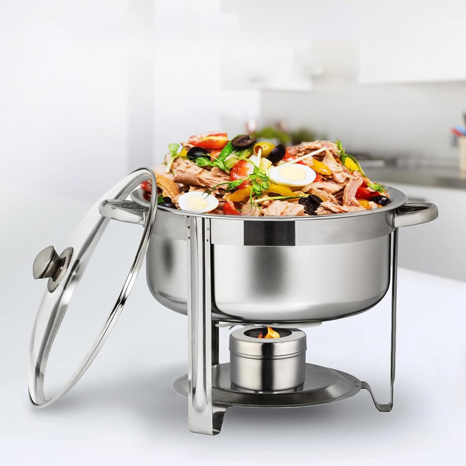 8 Pièces Récipients à Pâte Combustible, Réchaud Fondue Brûleur à Alcool, Brûleur Chafing Dish en Acier Inoxydable, Récipients à Pâte Combustible pour Buffet, Fondue, Camping