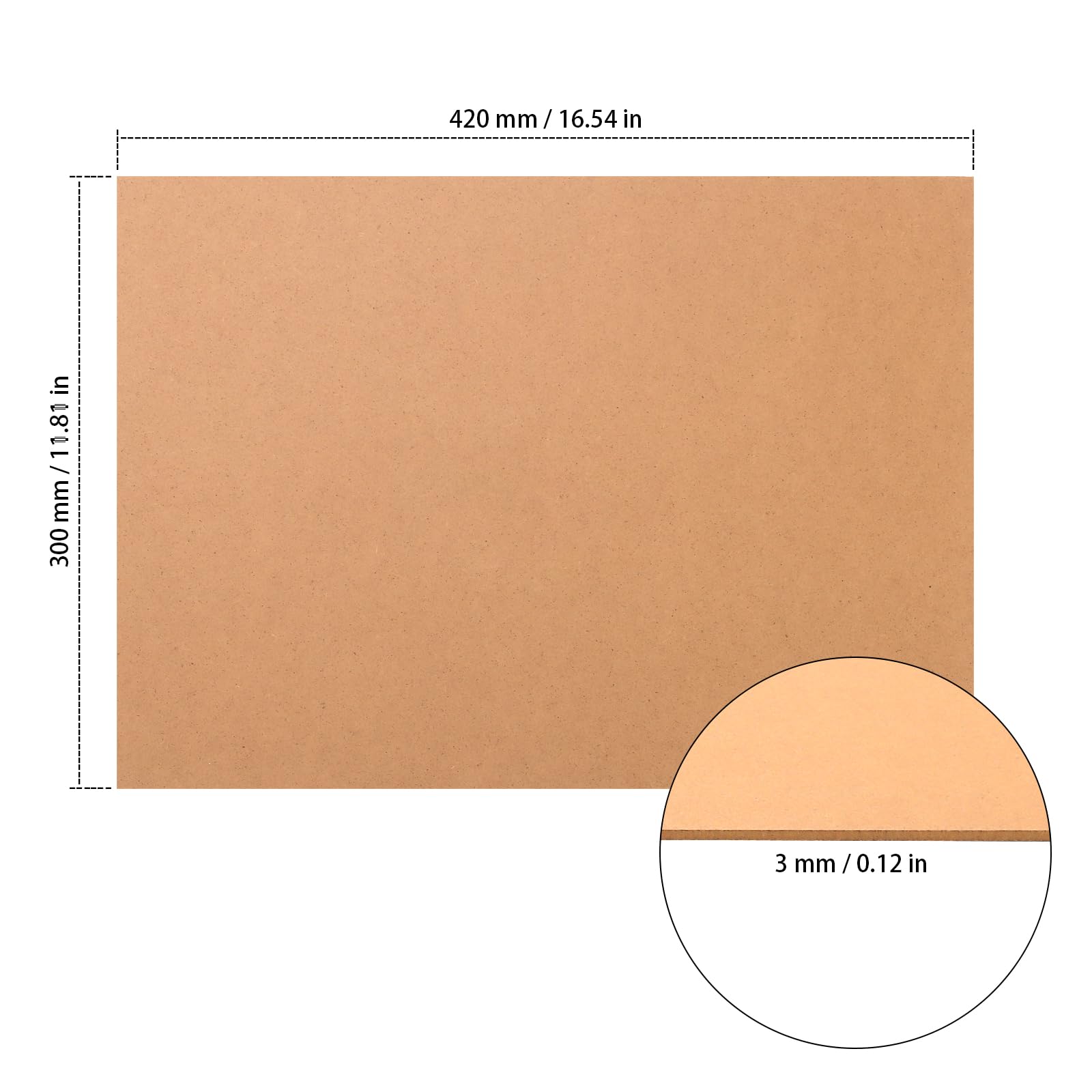 Lot de 16 plaques MDF 3mm marron 420x300mm - Panneaux de bois pour artisanat, découpe laser, linogravure et projets bricolage