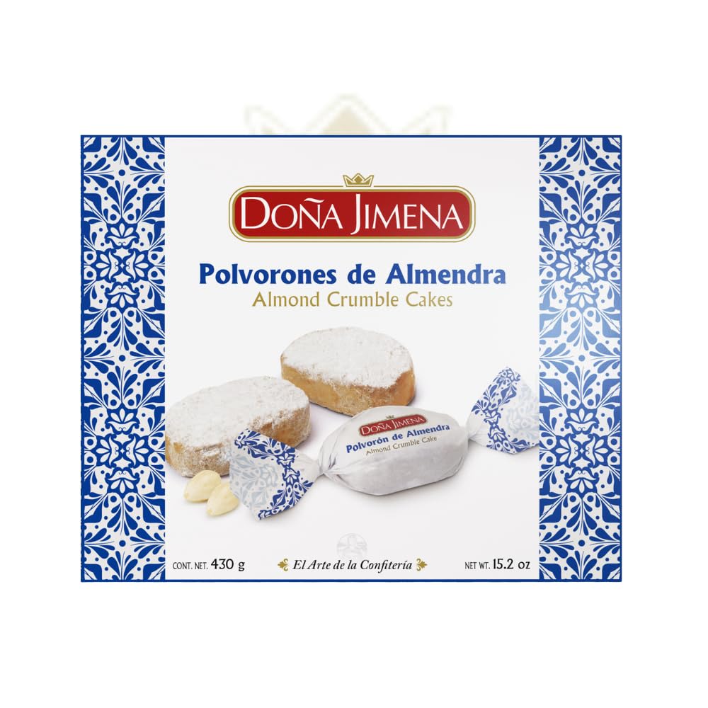 DOÑA JIMENA - Polvorón de Almendra, Calidad Suprema, Sabor Clásico, Exquisito al Paladar, Típico Dulce Navideño, Receta Artesanal, 430g