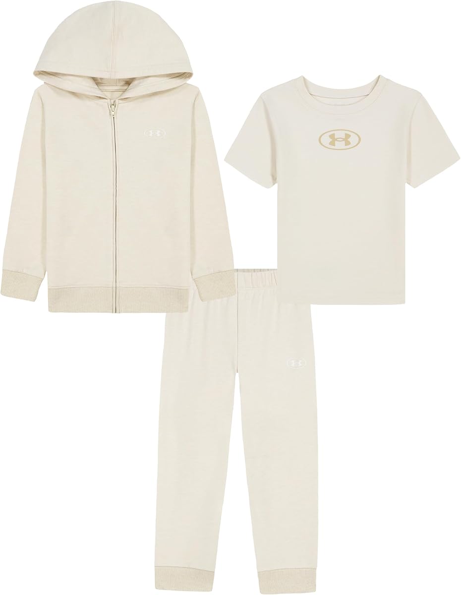 Under Armour Conjunto de pantalón y sudadera con capucha de 3 piezas para niño, Terry francés
