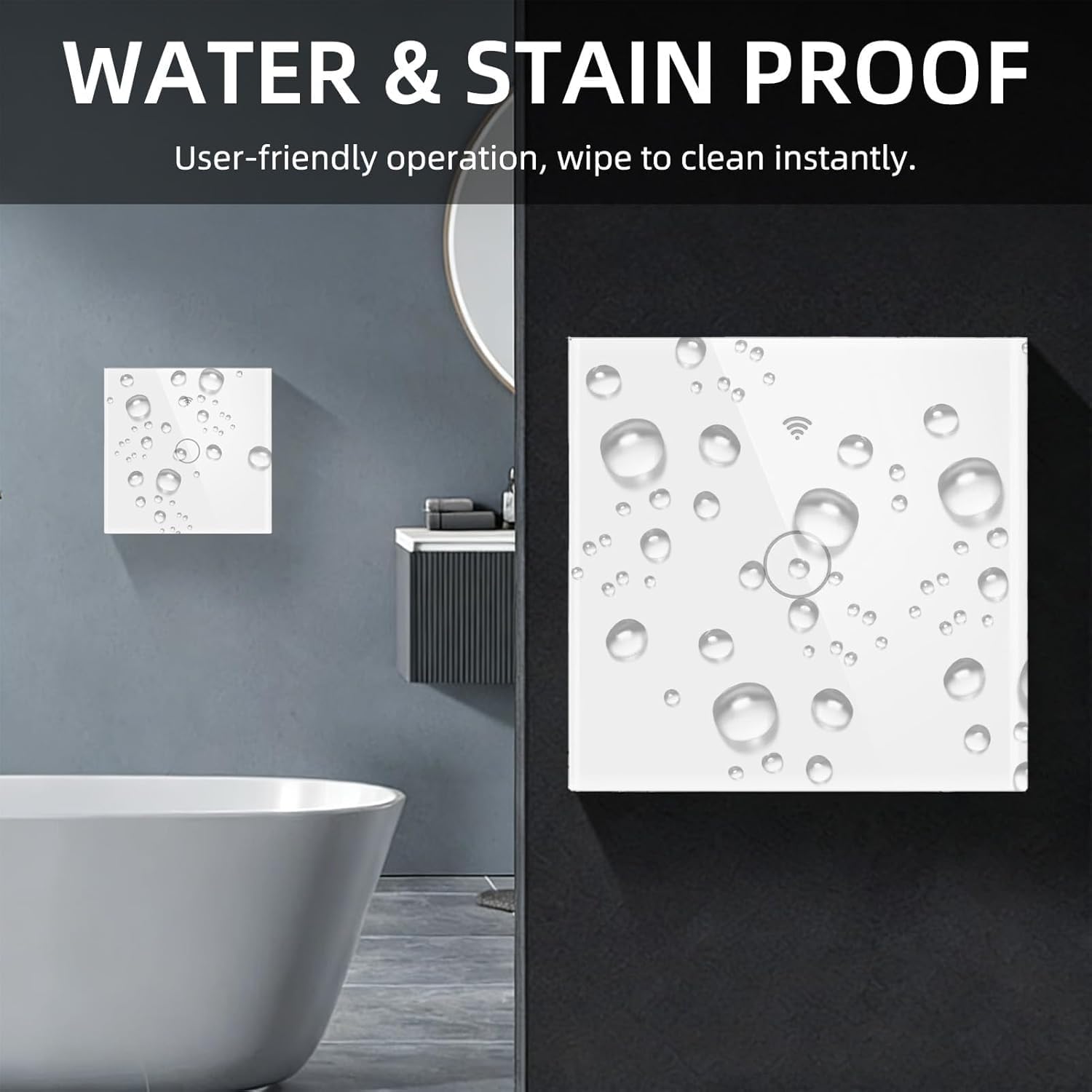Interruptor WiFi Inteligente Táctil de Pared, 1 Vía 1 Gang, Compatible con Alexa, Google Home y Tuya Smart Life, Requiere Neutro, Panel de Cristal, 86 x 86 mm, Blanco