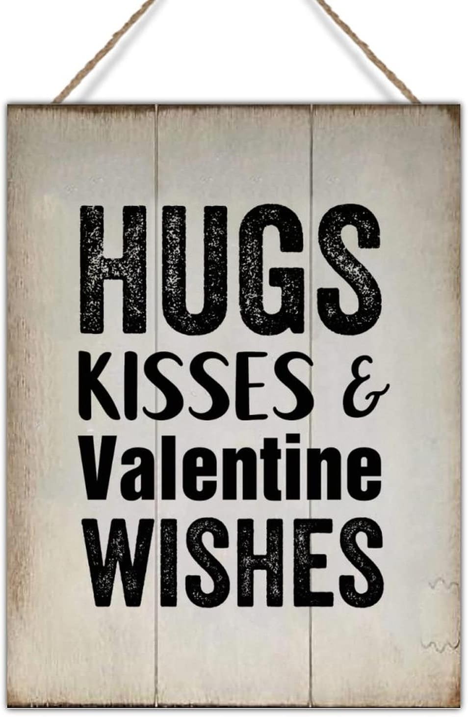 Rustic Wooden Sign Plaque Hugs Kisses and Valentine Wishes Sign Plaque Vintage Farmhouse Wall Hanging Sign Art Decor Plaque with Quotes for Home 18x24in Housewarminmg Gift to Friend