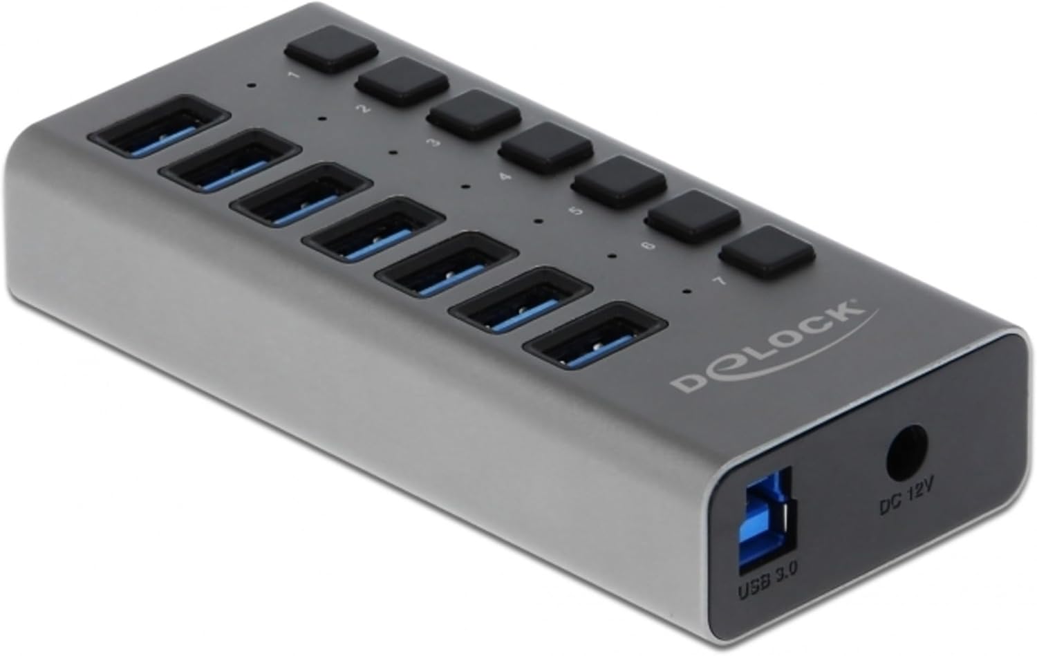 Delock External SuperSpeed USB Hub with 7 Ports + Switch