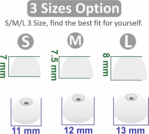 Miniatura 3 de 6 pares de auriculares Galaxy Buds 2  Plus, SML de tamaño mixto, goma de silicona suave, compatible con Samsung Galaxy Buds 2  Plus, color blanco