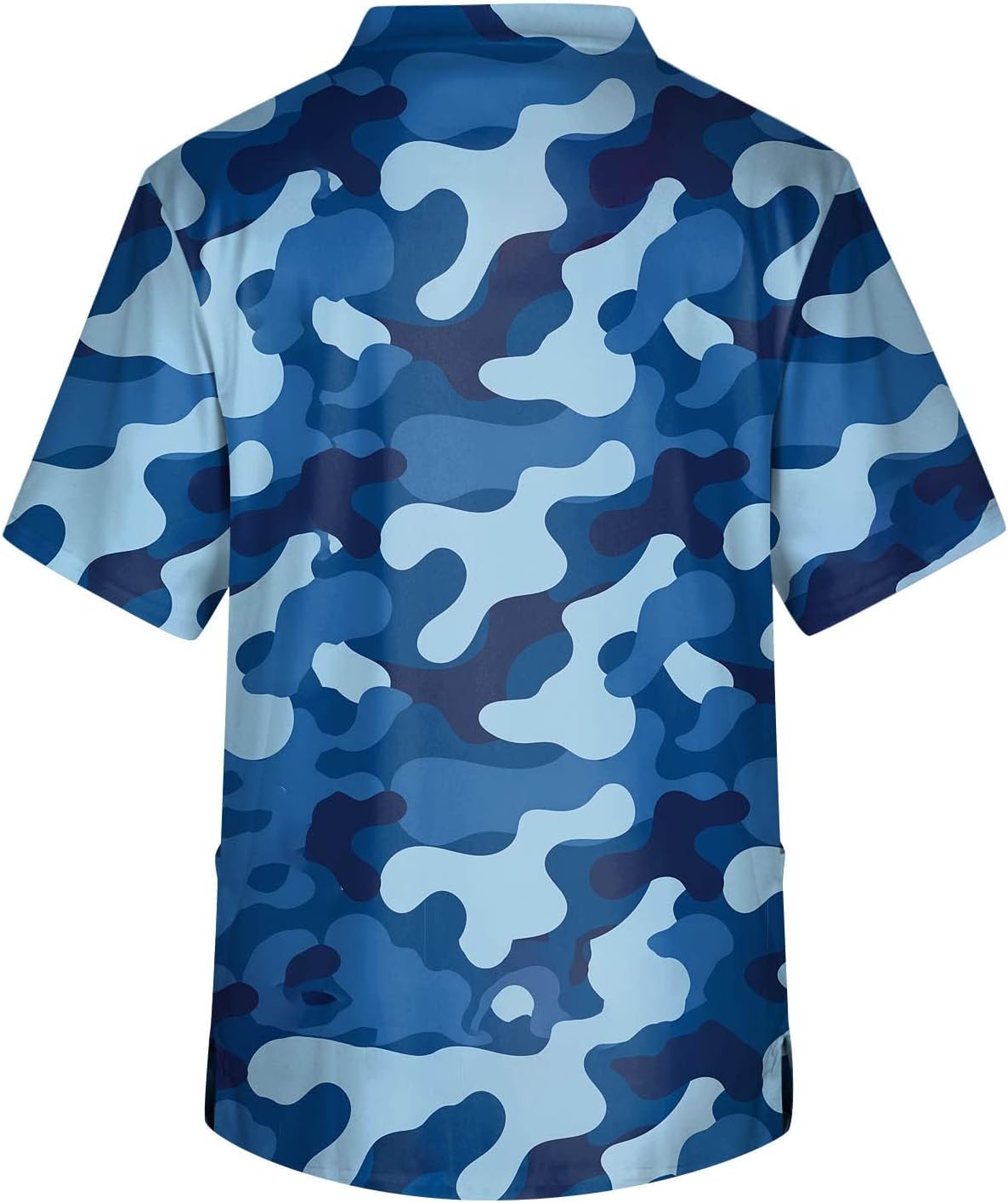 Mens Camo Scrubs Shirts Short Sleeve Unisex Nursing Scrub Top with Pockets