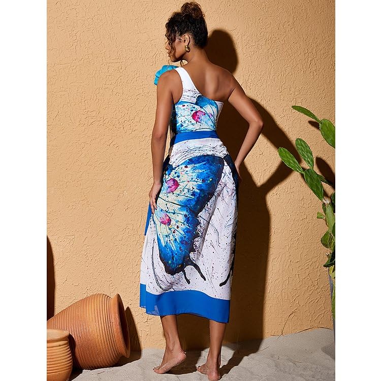 Image of AARAM Stylish Premium Women's One Piece Swimsuit with Cover Ups Wrap Skirt Sarong Retro Floral Print Monokini Tummy Control Swimwear, Printed Swimming Costume for Women Beach Wear