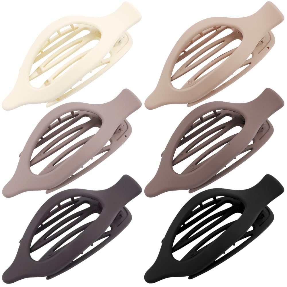 Hair Clips - Large Alligator Clamps, Duck Billed Barrettes for Thick & Thin Hair, 6Pcs Matte Neutral Clamps and Accessories for Women & Girls