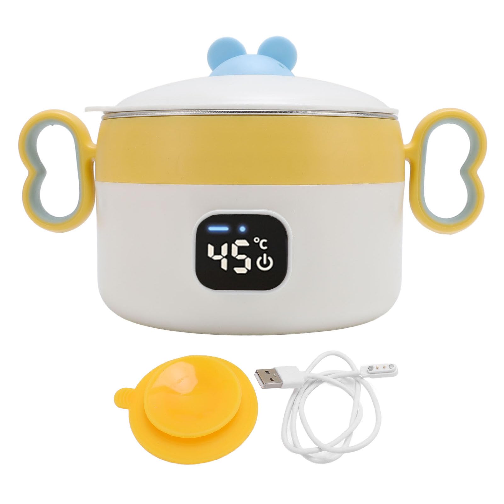 SIXRUN Contenitore per il Pranzo Isolato Termostato Intelligente Design Ciotola Riscaldante Elettrica per la Casa Ricaricabile 450 Ml