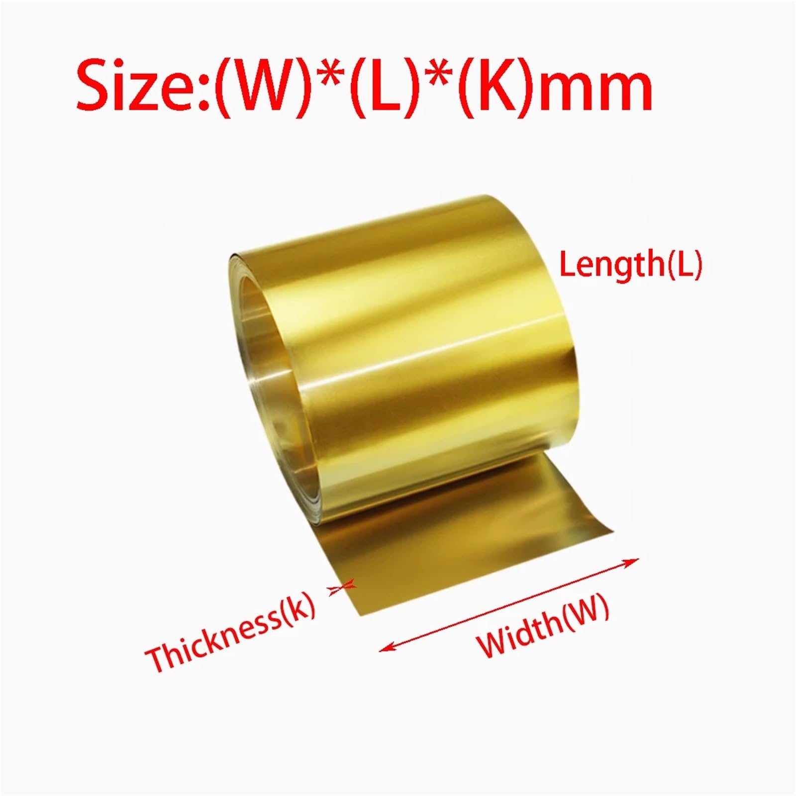 lamiera di ottone in rotolo Lamina di ottone lunga 1 metro, spessa 0,5/0,6/0,7/0,8/1 mm, larghezza 5-200, lamina, lamiera sottile in metallo(60X1000X0.5mm)